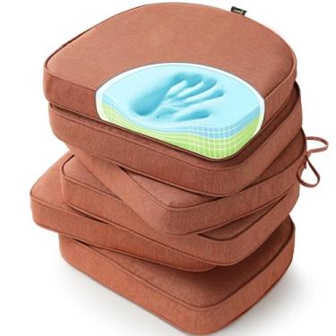 Imagem de SUNROX Almofadas de cadeira de espuma de memória de gel, FadeShield Water, resistentes a manchas, almofadas reversíveis duráveis com laços para cozinha interna/externa, sala de jantar, escritório, 43