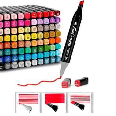 Imagem de Marcadores Artísticos Profissionais, 80 Cores, Ponta Dupla Fina e Grossa, Kit para Desenho e Ilustração com Estojo Organizador