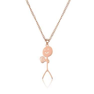 Imagem de Colar de desenho engraçado para mulheres, colar de dedo, rosto sorridente, presente de amizade, pingente de aço inoxidável para mulheres, homens, meninos, meninas, joias legais feitas à mão, H