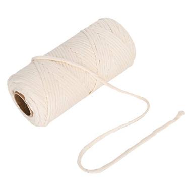 Imagem de Corda de algodão de fio único macio para macrame, fio para artesanato diy, decorações boêmias, 100m, 100% algodão, 4mm de espessura