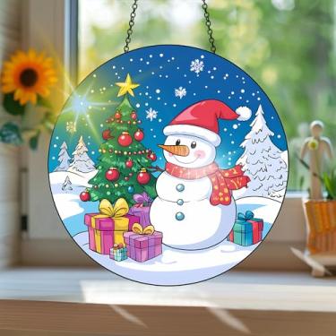 Imagem de Acrílico colorido apanhador de sol, estilo vitral com reflexos de arco-íris, decoração de janela suspensa, decoração de parede, enfeites de Natal, uso interno e externo, 19,8 x 19,8 cm - 13