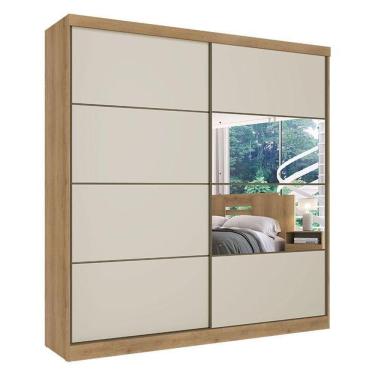 Imagem de Guarda Roupa Casal Malaga Glass 2 Portas Capuccino Off White Acetinado - Thb