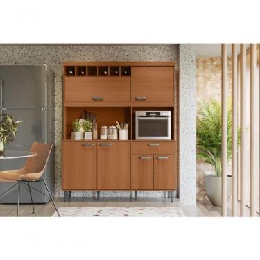 Imagem de Cozinha Dakota 6 Portas 1 Gaveteiro Com Espaço Para Microondas E Vinhos - Jequitiba