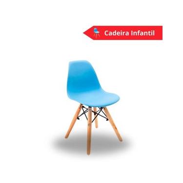 Imagem de Cadeira Eames Infantil Azul Claro Base Em Madeira - Empório Tiffany