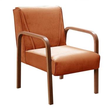 Imagem de Poltrona Decorativa Anita Cadeira Moderna Sala Recepção - Veludo Terracota 400
