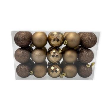 Imagem de Kit Bolinhas de Natal 5cm Bronze, Enfeite Natalino com 30 Unidades