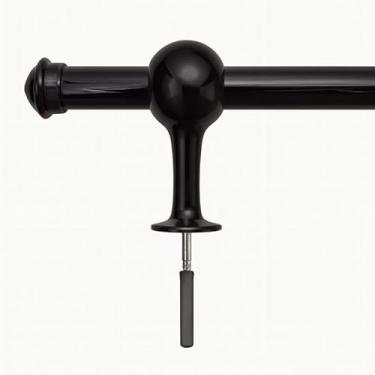 Imagem de Varão de Madeira 2 metros Decoração Elegante Sala Quarto Cozinha Escritório cortina Bege,Preto,Branco,Marron,Cinza varão de cortina(PRETO,01 UNIDADE)