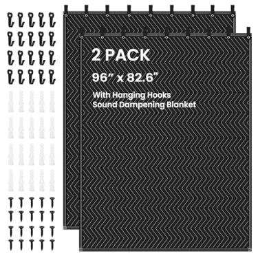 Imagem de BREENHILL 2 PCS Cobertor de amortecimento de som extragrande, painel de cobertor de estúdio absorvente de som de 244 x 203 cm, cortina acústica de estúdio com cancelamento de ruído/bloqueador de luz