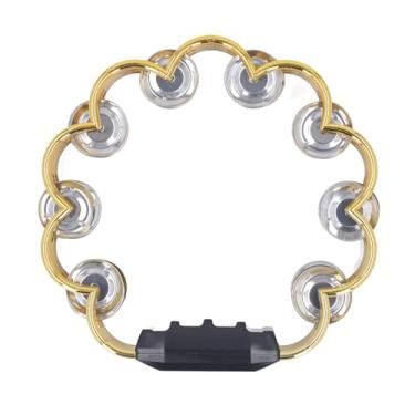 Imagem de LiebeWH Instrumento Musical de Design Floral de Fileira Dupla de Pandeiro, Percussão Manual Durável Em ABS para Crianças, Adultos, Festa e Performance (Ouro)