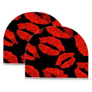 Imagem de Qilmy Porta-guardanapos acrílico para batom vermelho, suporte de lenços de mesa independente transparente, dispensador de papel de coquetel para cozinha, jantar, restaurante, bar, decoração, 2