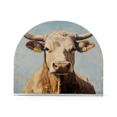 Imagem de JUZIHAI Porta-guardanapos de vaca vintage para mesa dispensador de guardanapo de acrílico para mesa suporte de lenços independente para cozinha sala de jantar bar festa decoração de casa