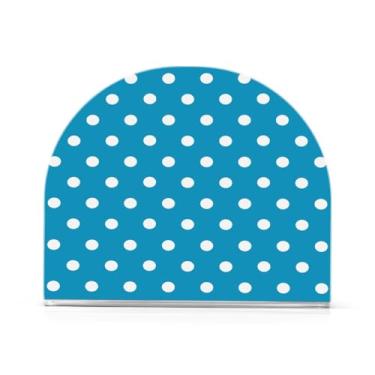 Imagem de Qilmy Porta-guardanapos acrílico de bolinhas azuis, suporte de guardanapo de coquetel de plástico transparente para mesas de restaurante de cozinha, 2 peças