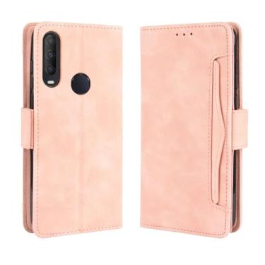 Imagem de Capa para Alcatel 1V 2020,Retro magnético Flip Case,Design de carteira de couro PU com slots de cartão removíveis -Pink
