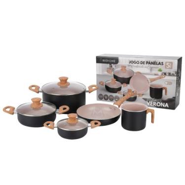 Imagem de Jogo De Panelas Cerâmica 5 Peças Verona Antiaderente Indução Gás Branc