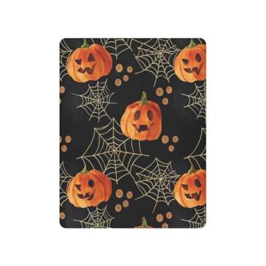 Imagem de JUZIHAI Lençol de berço de Halloween para meninos e meninas, Halloween abóbora aranha macio elástico respirável para berço padrão e cama infantil, 99 x 68 cm