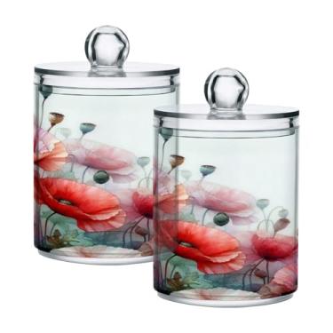 Imagem de Qilmy Pacote com 2 suportes de flores vintage, frascos de boticário de 400 ml, vasilha organizadora para banheiro, cotonetes, bolas de algodão, almofadas cosméticas, irrigadores dentais, sais de banho