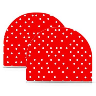 Imagem de Qilmy Porta-guardanapos acrílico de bolinhas vermelhas, suporte de lenços de mesa independente transparente, dispensador de papel de coquetel para cozinha, jantar, restaurante, bar, decoração, 2