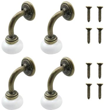 Imagem de CHENJIN 4 peças ganchos de cerâmica antiga ganchos de parede vintage 55 x 35 mm decorativo porta traseira casa toalheiro para pendurar roupas, chaves, chapéus, toalhas, bolsas, sobretudo
