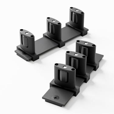 Imagem de BONIKLUBA Guia de piso de porta de armário de tapume, guia de porta de celeiro para parte inferior, guia de piso de porta de desvio ajustável, design de 3 rolos, preto (2 peças)