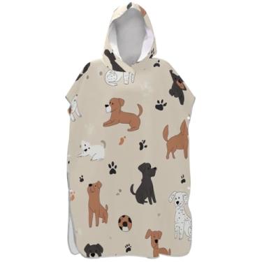 Imagem de Joisal Dog Paw Bege Surf Poncho Trocador para Adul Absorvente Masculino Poncho com Capuz Toalhas de Banho com Capuz
