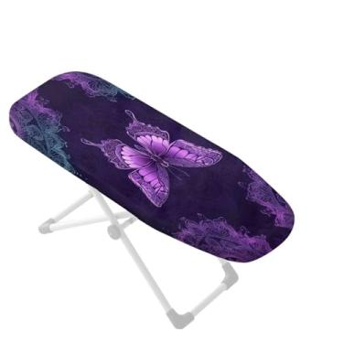 Imagem de BYOXPUVI Capa de tábua de passar roupa com estampa de borboleta Boho mandala pequena, elástica antiderrapante protetor de tábua de ferro resistente a queimaduras e manchas capa de passar roupa de mesa