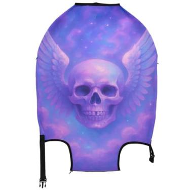 Imagem de Joisal Surreal caveira asas de anjo capas de mala roxas protetor de bagagem bonito protetor colorido viagem férias essenciais, Asas de anjo de caveira surreal roxas, L, Fits 26-28 Inch Case, Capa de