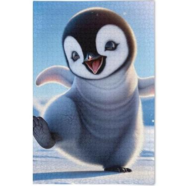Imagem de Quebra-cabeças de animais pinguim fofos personalizados 500 peças para adultos presentes engraçados de tecnologia de jogos de paisagem, brinquedos de família, obras de arte, 52 x 37,8 cm