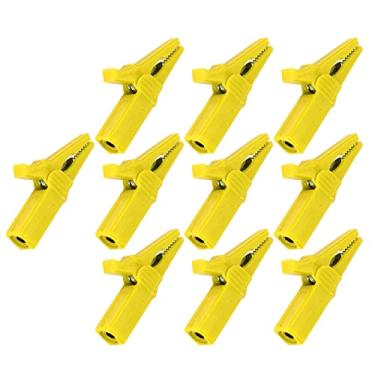 Imagem de Dioche 10 PCS Braçadeira de Segurança Bateria Latão Niquelado 4 Mm Banana Jack Clipes de Teste Grampos de Jumper Resistentes para Navios RVs Caminhões Equipamentos Eletrônicos (Amarela)