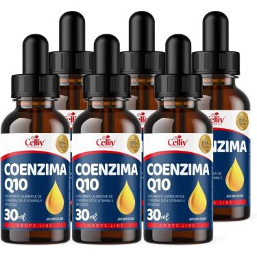 Imagem de Kit Com 6 - Coenzima Q10 100mg Por Porção e Vitamina E Sabor Menta em Gotas 30ml Celliv-Unissex