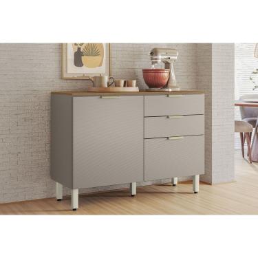 Imagem de Balcão de Cozinha c/ Tampo Alba c/ 2 Portas e 2 Gavetas 120cm Amendola/Nude Prime TX - Demóbile