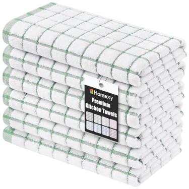 Imagem de Homaxy Toalhas de cozinha premium (40,6 cm x 71,1 cm, pacote com 6), panos de prato grandes de algodão fiado anel, toalhas de mão de cozinha macias super absorventes, conjunto de toalhas de chá de