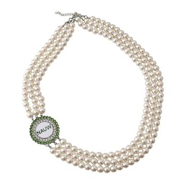 Imagem de Sorority Jewelry Colar feminino com várias camadas imitação de pérola cordão sociedade organização letra NAUW gargantilha