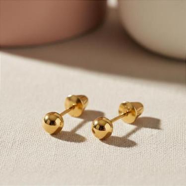 Imagem de Brinco Infantil de Ouro 18k Bolinha 3mm - Par - no-brand