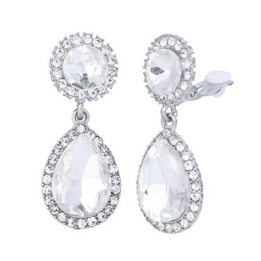Imagem de Brincos femininos elegantes com pingente de gota e strass de cristal, Medium, Cristal, Sem pedra preciosa
