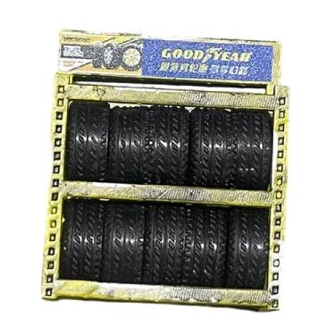 Imagem de harayaa Suporte para armazenamento de pneus em escala 1/64, modelo de micro garagem, decoração para diorama de reparo automotivo, acessório para maquete de, Amarelo