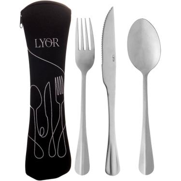 Imagem de Conjunto de Talheres com Estojo Inox Positano 4 Peças - Lyor