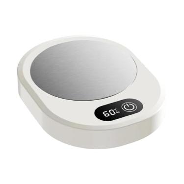 Imagem de KiBcsLic Aquecedor de xícaras de café elétrico, aquecedor de bebidas para exibição digital de bebidas, de xícaras inteligente para mesa ou dormitório, Branco