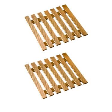 Imagem de Descanso de panela 2 peças em bambu quadrado 19x19cm cozinha - Facilit