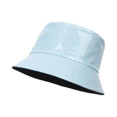 Imagem de Chapéu Bucket Unissex Impermeável De Couro PU Estilo Hip-Hop Brilhante