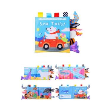 Imagem de Brinquedos Cognitivos Infantis Livro De Pano Com Caudas De Animais Pop