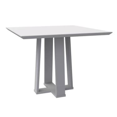 Imagem de Mesa de Jantar Quadrada Tampo com Vidro Leka 100 cm Off White - D'Ross