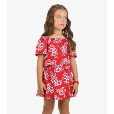 Imagem de Conjunto Blusa com Saia Cotton Rovi Kids Vermelho, 6, Vermelho