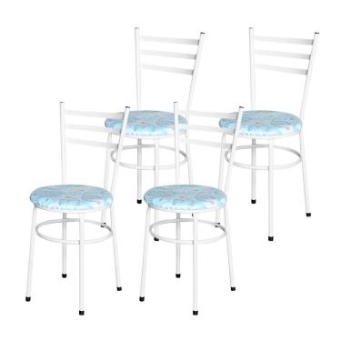 Imagem de 4 Cadeiras Para Cozinha Epoxi Branca Assento Floral Cor:floral Gelo