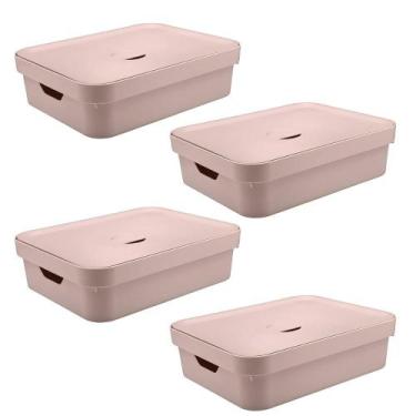 Imagem de Caixa Organizadora OU Plastico 16L Cube Rosa 04 unidades