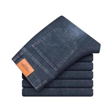 Imagem de Calças Jeans Masculinas De Algodão Stretch Cinza Confortáveis Para O V