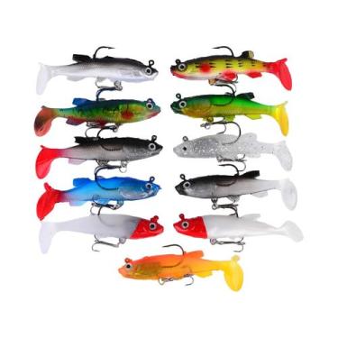 Imagem de Conjunto De 11 Iscas Artificiais Flexíveis Com Anzóis Jig Para Pesca D