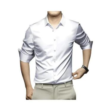 Imagem de Camisa De Trabalho Masculina Slim Fit De Manga Longa, Não Amassa, Core