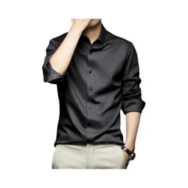 Imagem de Camisa De Trabalho Masculina Slim Fit De Manga Longa, Não Amassa, Core
