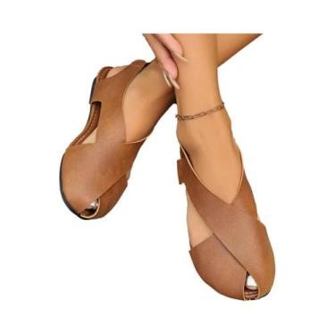 Imagem de Sandálias Femininas Retrô De Verão Com Sola Macia, Casuais, Peep Toe, 