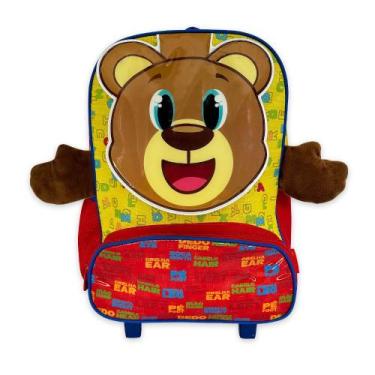 Imagem de Mochila Infantil Escolar Ursinho Rodinha Amarela e Vermelha - Rocie